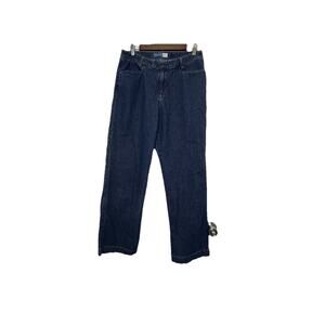 Liz Claiborne Woman’s Jeans Trouser Fit Size 12 Blue Denim 100% Cotton Wide Leg